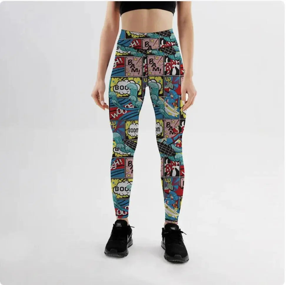 High-Waist Stretch Yoga Leggings for Women, Painted Pattern El Pazar