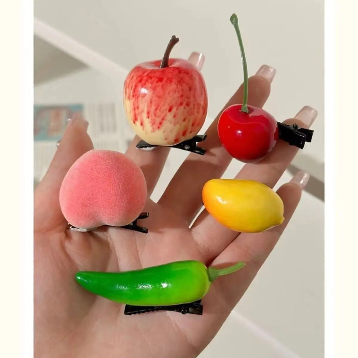 Korean Summer Emulational Fruit Orange Food Barrettes El Pazar