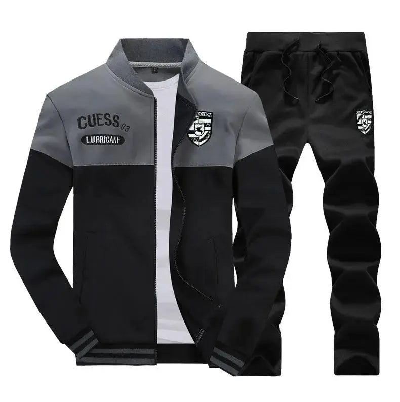 Men Two-Piece Set, Casual And Comfortable, Drawstring-Closure Pants and Zipper-Closure Sweater, Long Sleeve El Pazar