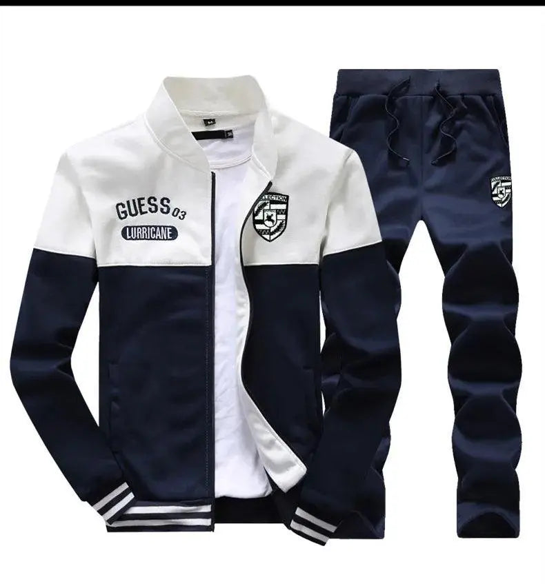 Men Two-Piece Set, Casual And Comfortable, Drawstring-Closure Pants and Zipper-Closure Sweater, Long Sleeve El Pazar