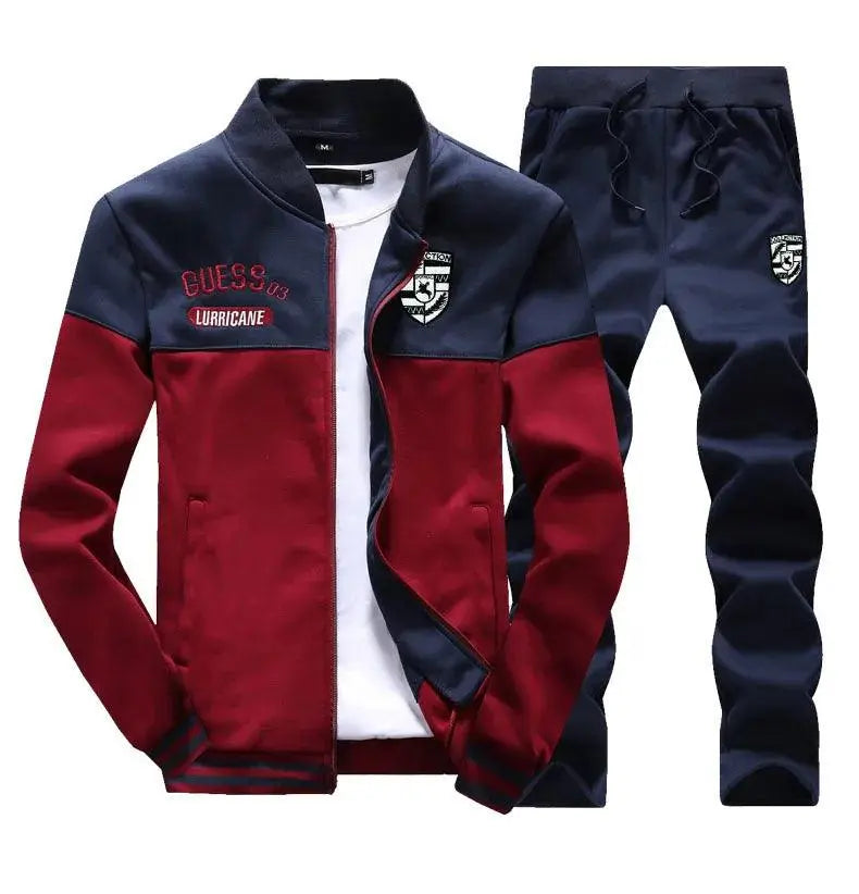 Men Two-Piece Set, Casual And Comfortable, Drawstring-Closure Pants and Zipper-Closure Sweater, Long Sleeve El Pazar