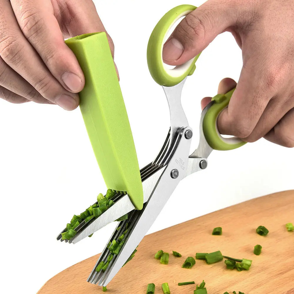 Multifunctional Muti-Layers Stainless Steel Knives Multi-Layers Kitchen Scissors Scallion Cutter Herb Laver Spices Cook Tool Cut El Pazar