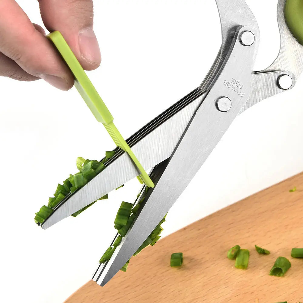 Multifunctional Muti-Layers Stainless Steel Knives Multi-Layers Kitchen Scissors Scallion Cutter Herb Laver Spices Cook Tool Cut El Pazar