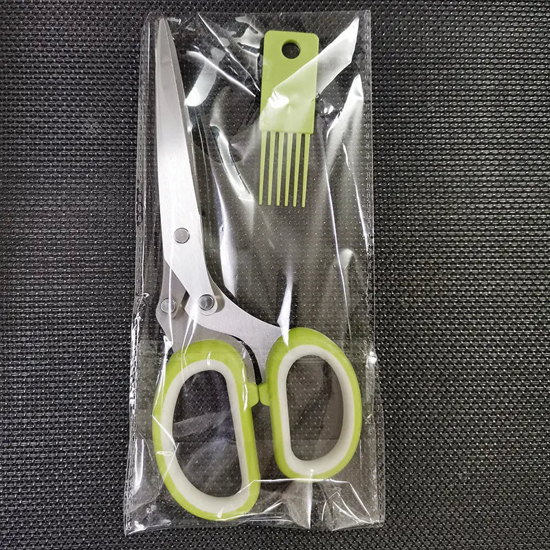 Multifunctional Muti-Layers Stainless Steel Knives Multi-Layers Kitchen Scissors Scallion Cutter Herb Laver Spices Cook Tool Cut El Pazar