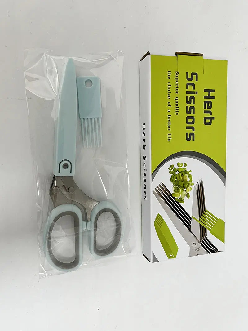 Multifunctional Muti-Layers Stainless Steel Knives Multi-Layers Kitchen Scissors Scallion Cutter Herb Laver Spices Cook Tool Cut El Pazar