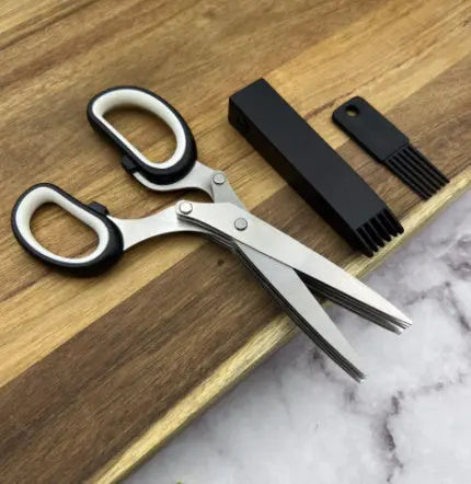 Multifunctional Muti-Layers Stainless Steel Knives Multi-Layers Kitchen Scissors Scallion Cutter Herb Laver Spices Cook Tool Cut El Pazar