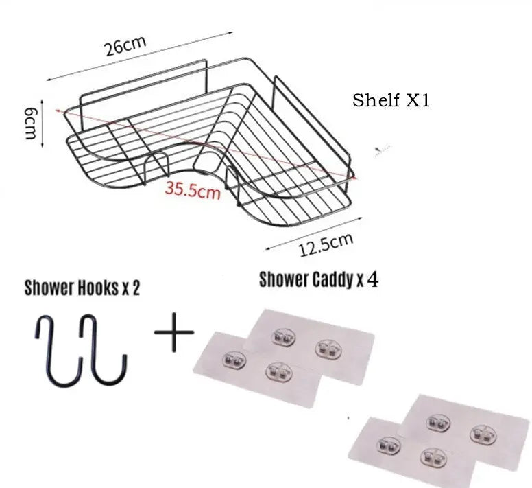 Punch-free Wall Bathroom Storage Rack Kitchen Corner Shelf Household Tripod El Pazar