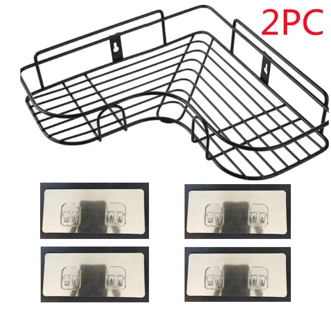 Punch-free Wall Bathroom Storage Rack Kitchen Corner Shelf Household Tripod El Pazar