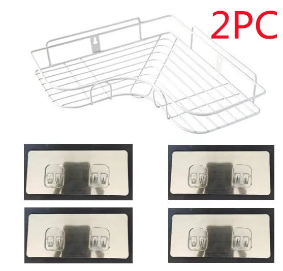 Punch-free Wall Bathroom Storage Rack Kitchen Corner Shelf Household Tripod El Pazar