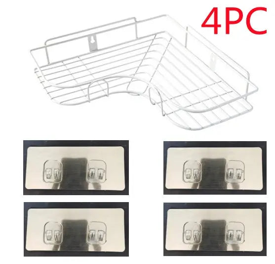 Punch-free Wall Bathroom Storage Rack Kitchen Corner Shelf Household Tripod El Pazar