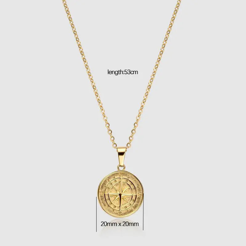 Stainless Steel Compass Compass Hip Hop Pendant Necklace El Pazar