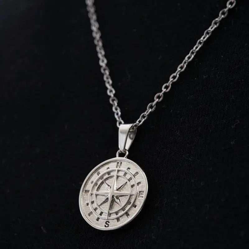 Stainless Steel Compass Compass Hip Hop Pendant Necklace El Pazar