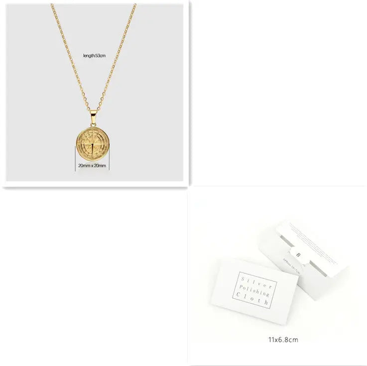 Stainless Steel Compass Compass Hip Hop Pendant Necklace El Pazar