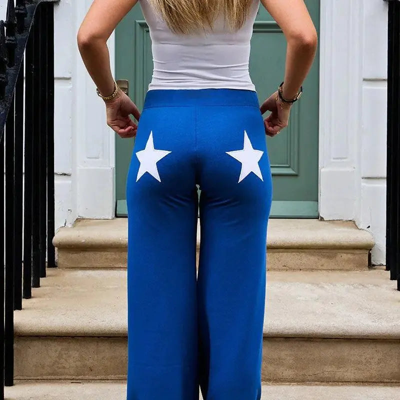 Women Printed Casual Pants, Wide Legs and Middle Waist El Pazar