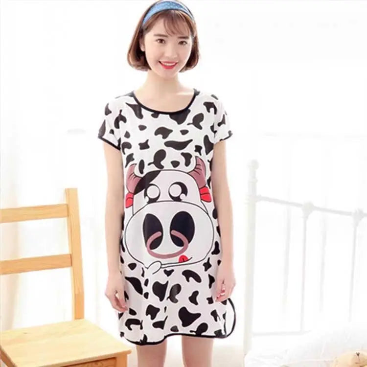 Women's Cartoon Milk Silk One-piece Nightdress El Pazar