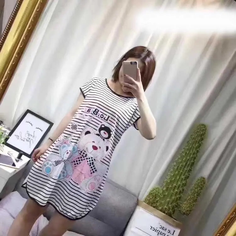 Women's Cartoon Milk Silk One-piece Nightdress El Pazar
