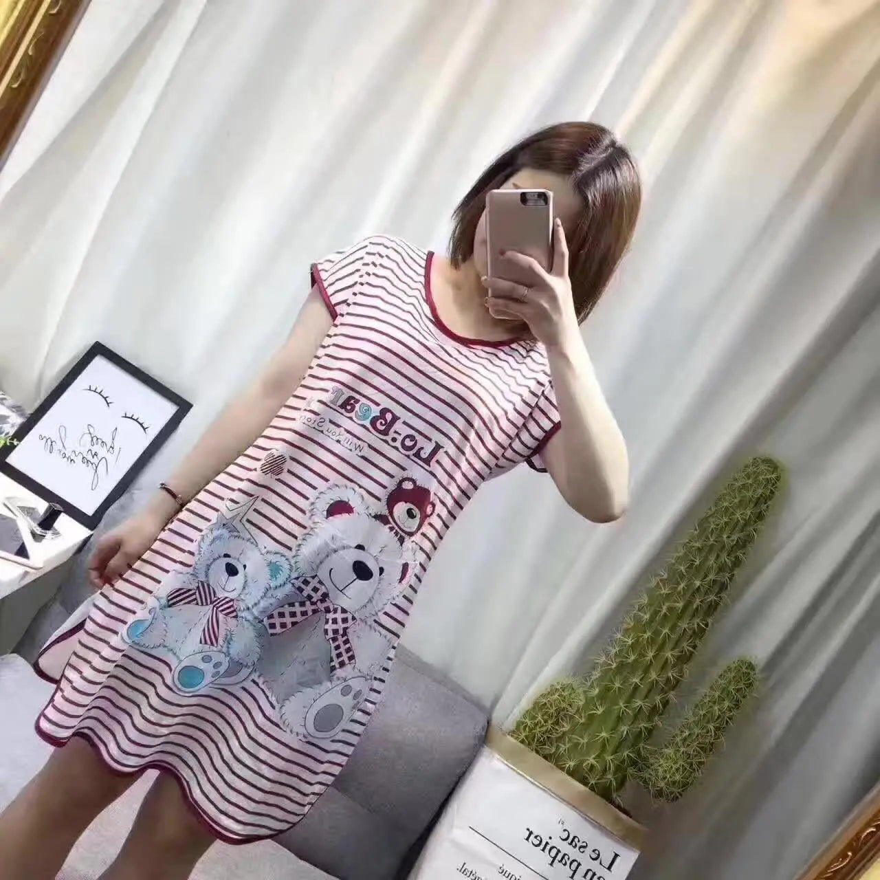 Women's Cartoon Milk Silk One-piece Nightdress El Pazar