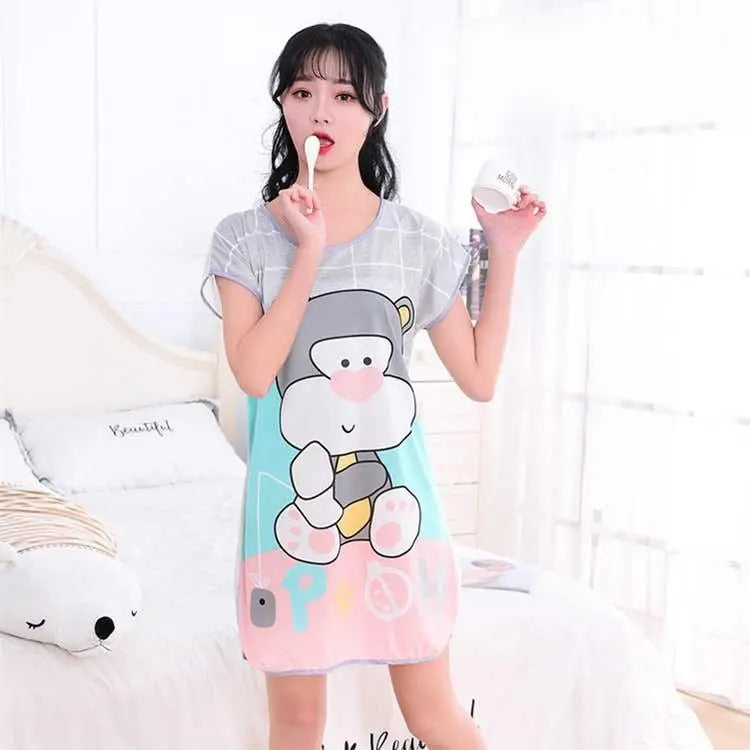 Women's Cartoon Milk Silk One-piece Nightdress El Pazar