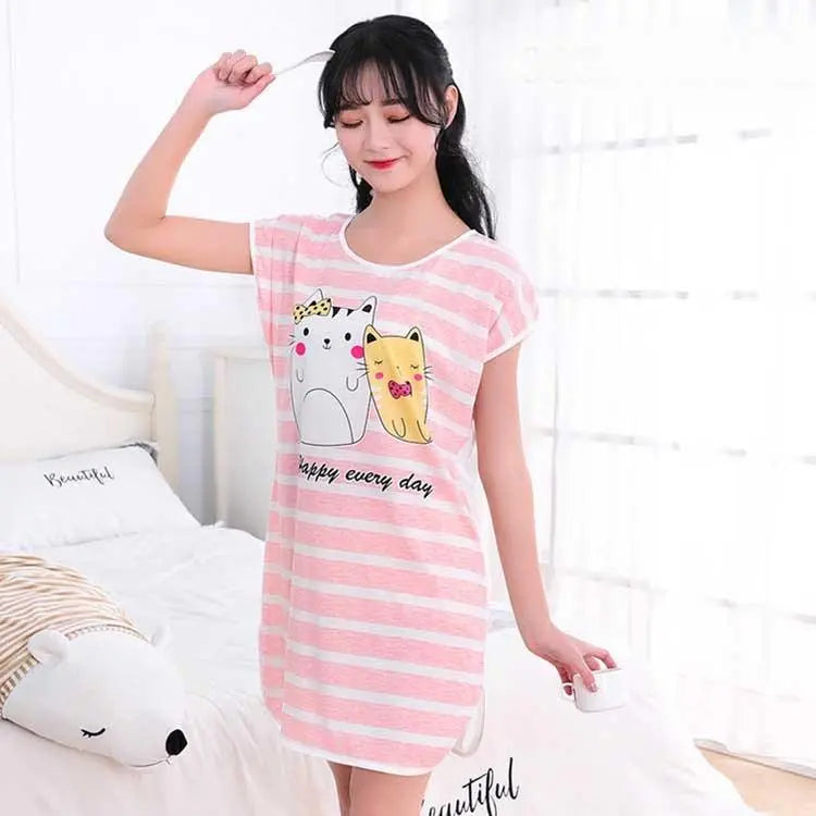 Women's Cartoon Milk Silk One-piece Nightdress El Pazar