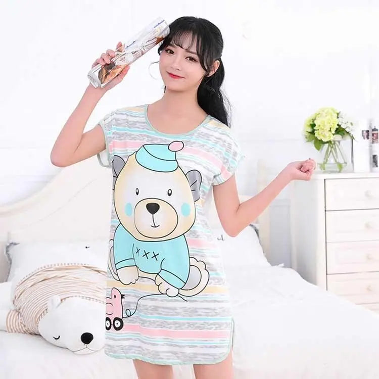 Women's Cartoon Milk Silk One-piece Nightdress El Pazar