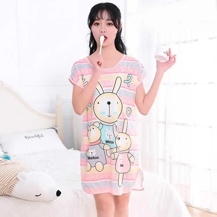 Women's Cartoon Milk Silk One-piece Nightdress El Pazar