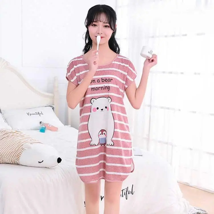 Women's Cartoon Milk Silk One-piece Nightdress El Pazar