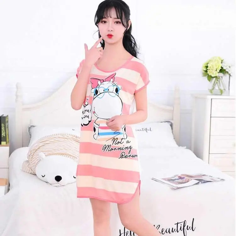 Women's Cartoon Milk Silk One-piece Nightdress El Pazar