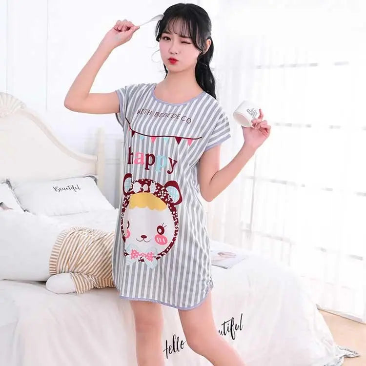 Women's Cartoon Milk Silk One-piece Nightdress El Pazar