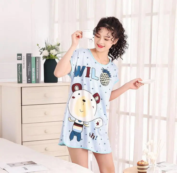 Women's Cartoon Milk Silk One-piece Nightdress El Pazar