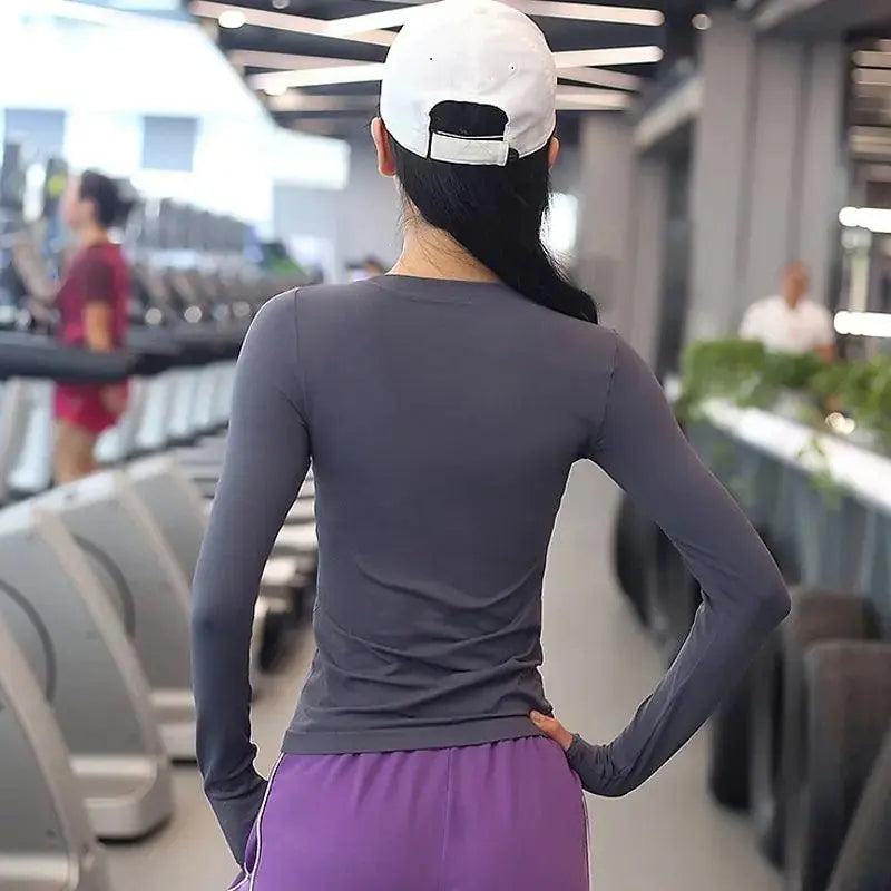 Women's Long Sleeve Top Yoga Shirts, Slim, Circle Neck El Pazar