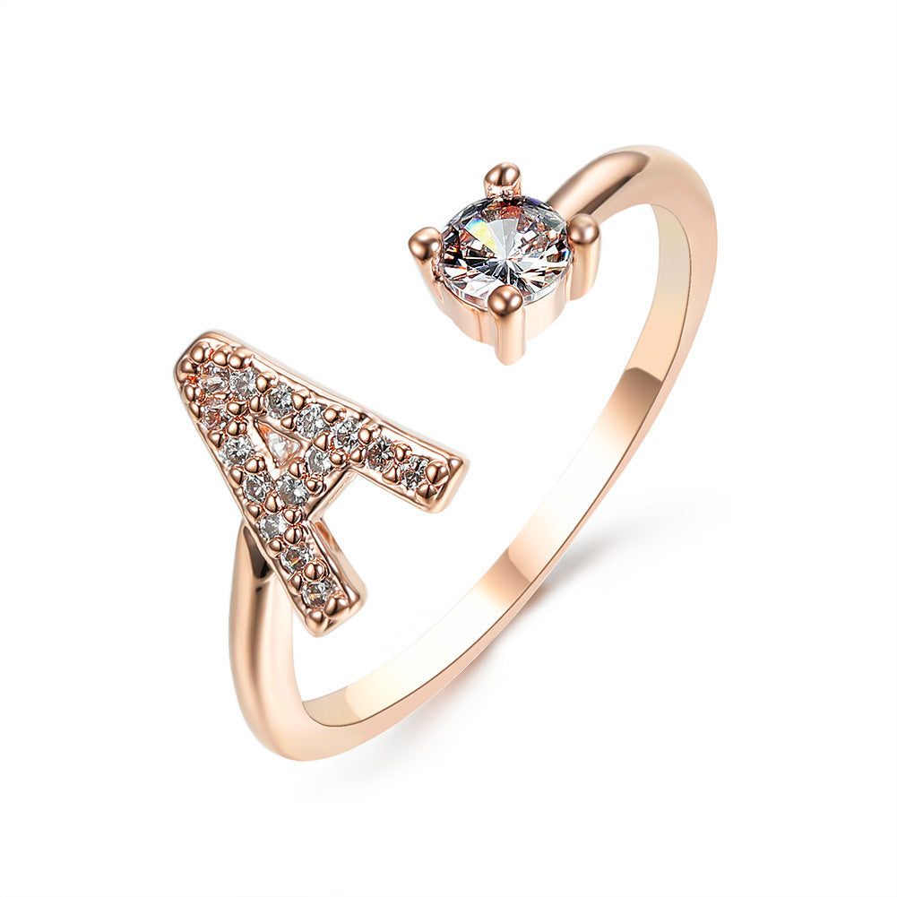 New Design Adjustable 26 Initial Letter Ring Fashion Jewelry For Women Simple Elegant Jewelry El Pazar
