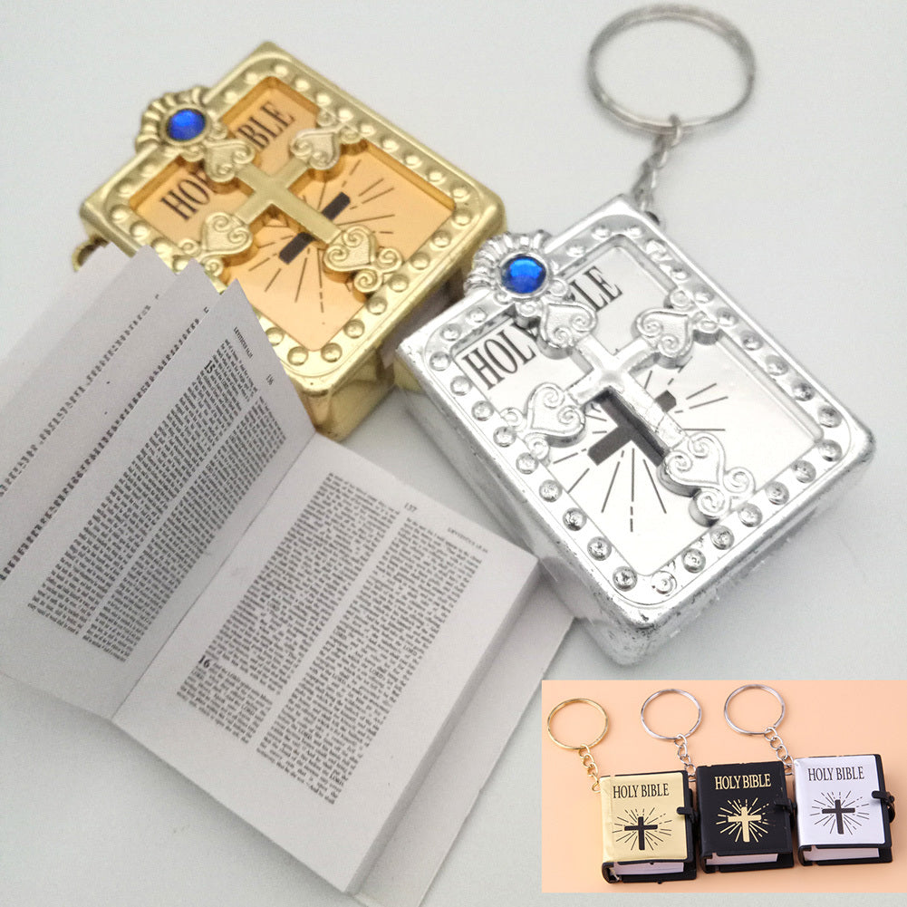 Mini HOLY Bible Keychain Religious Christian Jesus Cross Key Chain Women Prayer God Bless Gift Souvenirs Keyring El Pazar