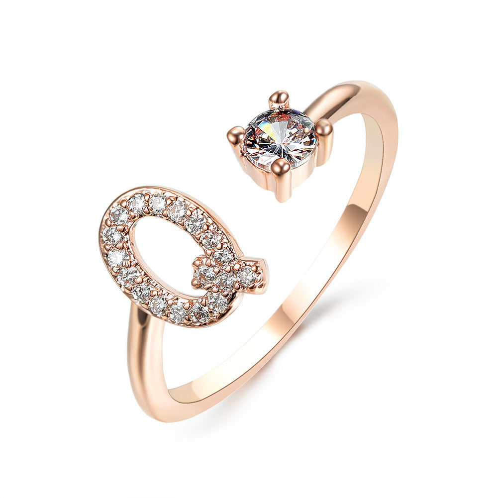 New Design Adjustable 26 Initial Letter Ring Fashion Jewelry For Women Simple Elegant Jewelry El Pazar