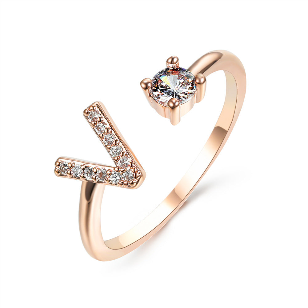 New Design Adjustable 26 Initial Letter Ring Fashion Jewelry For Women Simple Elegant Jewelry El Pazar