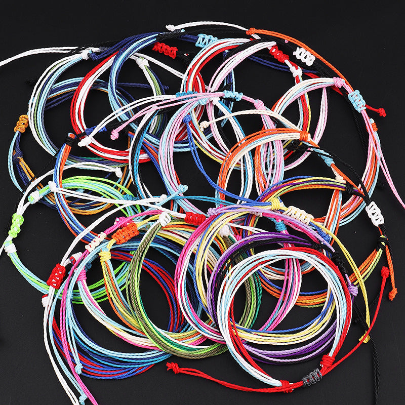 Wax Line Creative Handwoven Bracelet Colorful Drawstring El Pazar