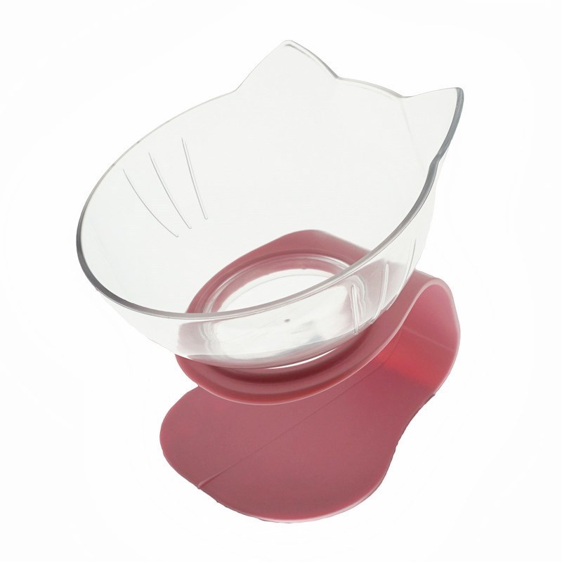 Non Slip Double Cat Bowl With Raised Stand Pet Food Cat Feeder Protect Cervical Vertebra Dog Bowl Transparent Pet Products El Pazar
