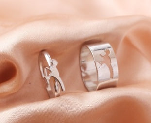 Butterfly Ring Set Creative Hollow Ins Personality Punk Style Couple Ring Pair Ring El Pazar