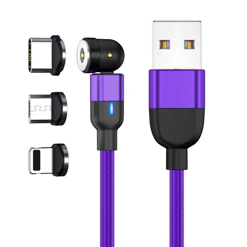 Data Cable 540 Degree Blind Suction Round Magnetic Charging Cable Three-in-one Bent Magnetic Cable El Pazar