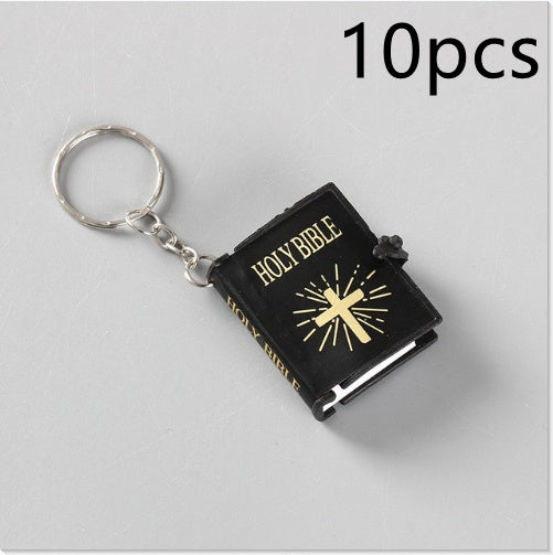 Mini HOLY Bible Keychain Religious Christian Jesus Cross Key Chain Women Prayer God Bless Gift Souvenirs Keyring El Pazar