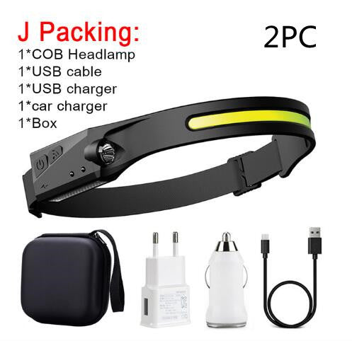 COB LED Induction Riding Headlamp Flashlight USB Rechargeable Waterproof Camping Headlight With All Perspectives Hunting Light El Pazar