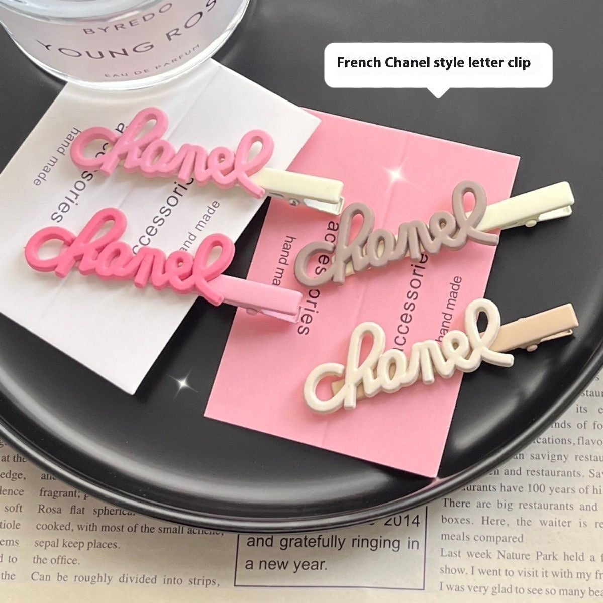 French Advanced Classic Style Letters Side Cropped Hair Clip Hairpin El Pazar
