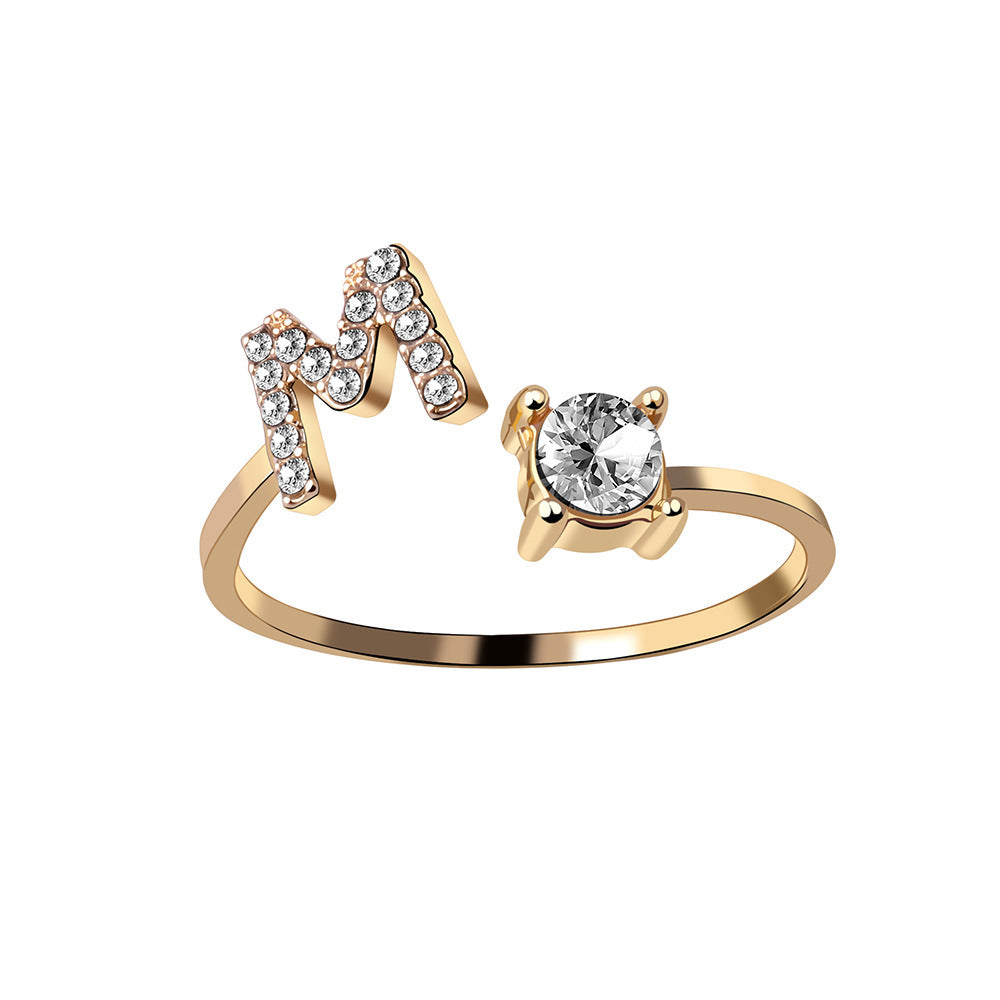 New Design Adjustable 26 Initial Letter Ring Fashion Jewelry For Women Simple Elegant Jewelry El Pazar