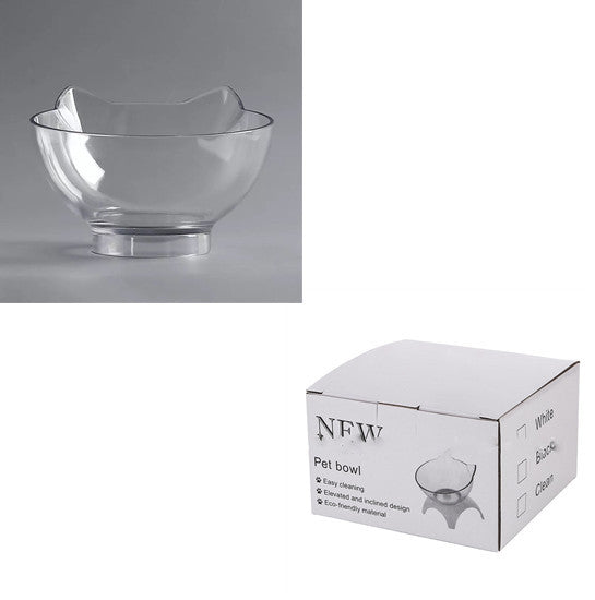 Non Slip Double Cat Bowl With Raised Stand Pet Food Cat Feeder Protect Cervical Vertebra Dog Bowl Transparent Pet Products El Pazar