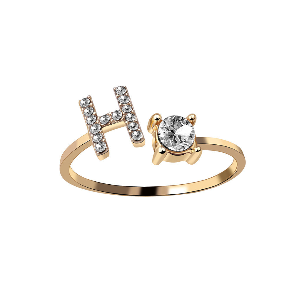 New Design Adjustable 26 Initial Letter Ring Fashion Jewelry For Women Simple Elegant Jewelry El Pazar