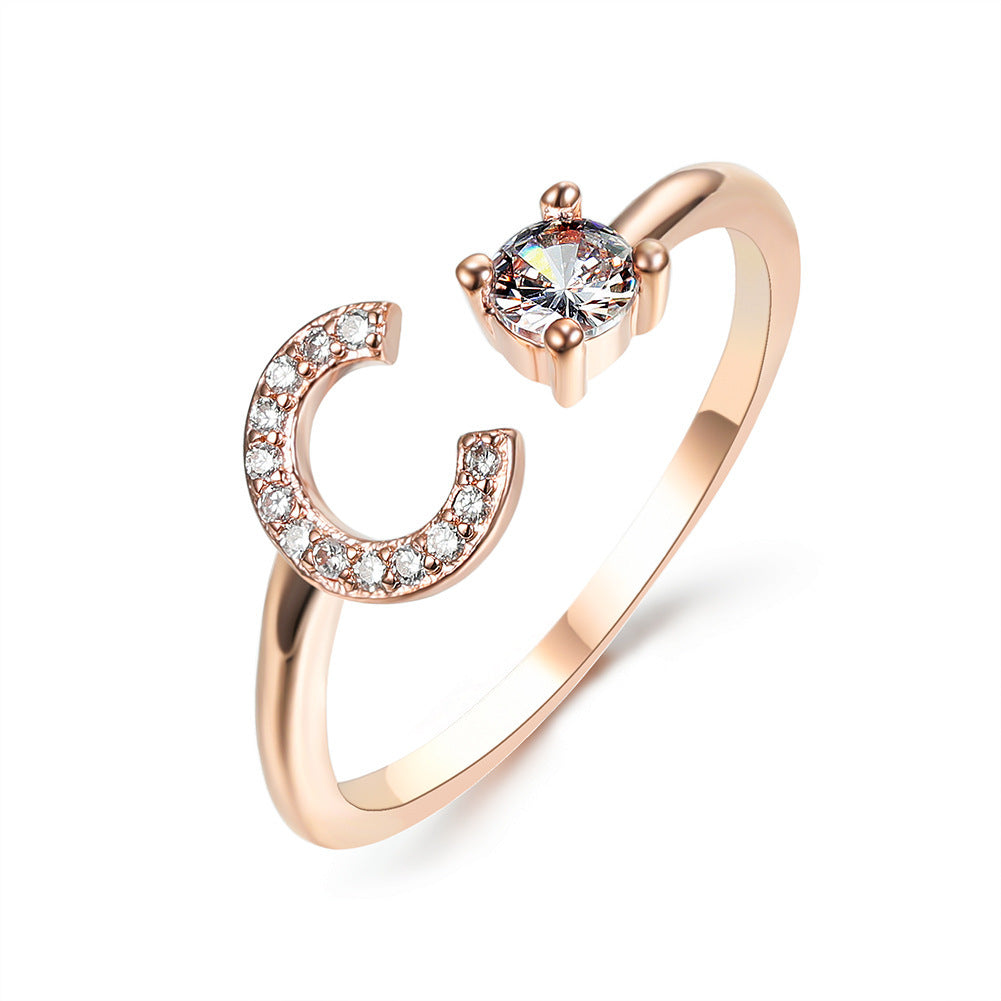 New Design Adjustable 26 Initial Letter Ring Fashion Jewelry For Women Simple Elegant Jewelry El Pazar