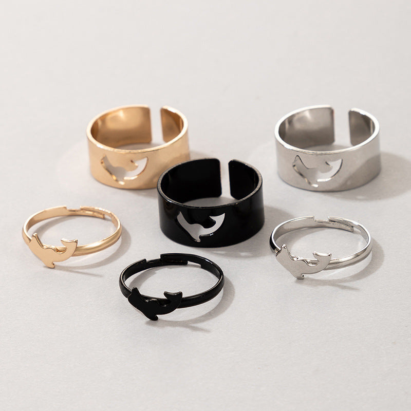 Butterfly Ring Set Creative Hollow Ins Personality Punk Style Couple Ring Pair Ring El Pazar