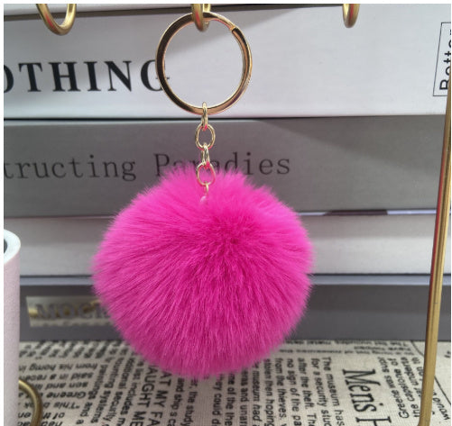 20 Colors Fluffy Fur Pom Pom Keychain Soft Faux Fur-like Ball Car Keyring Key Holder Women Bag Pendant Jewelry El Pazar