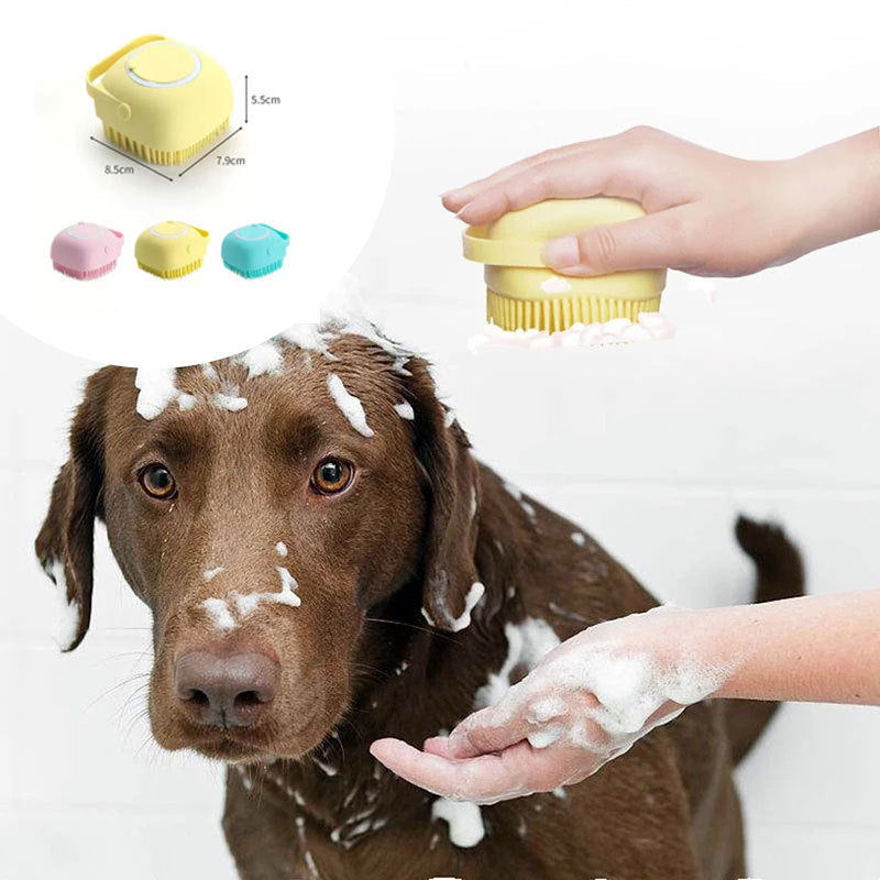 Silicone Dog Bath Massage Gloves Brush Pet Cat Bathroom Cleaning Tool Comb Brush For Dog Can Pour Shampoo Dog Grooming Supplies El Pazar