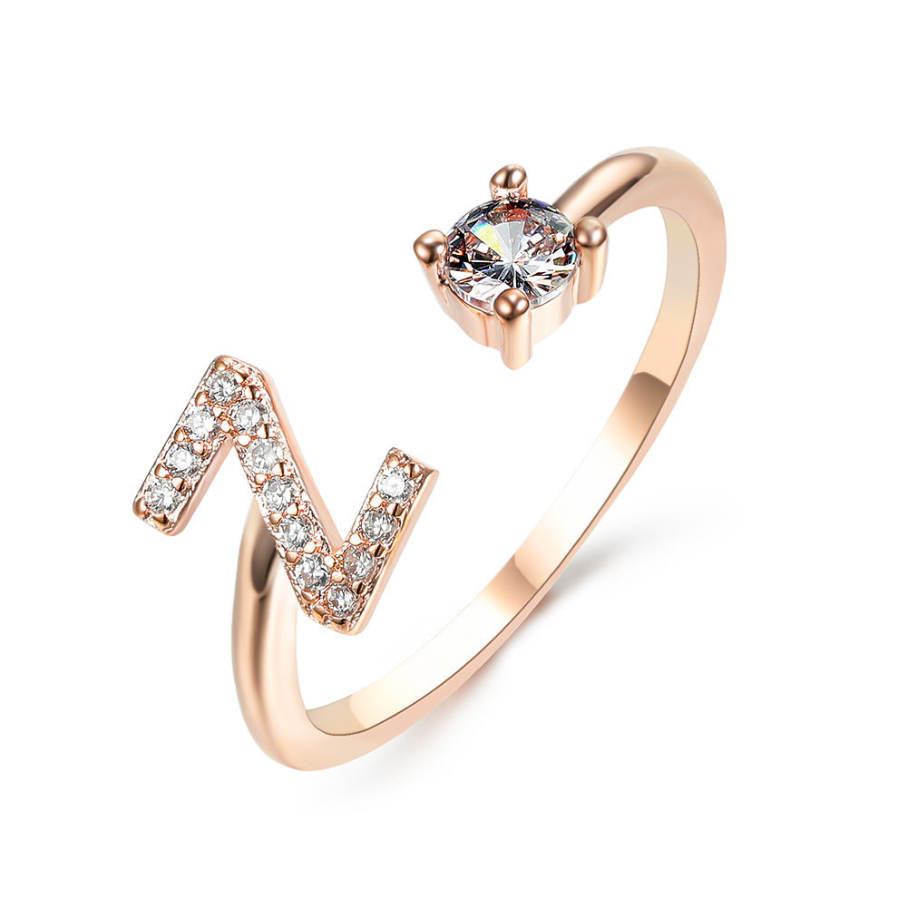 New Design Adjustable 26 Initial Letter Ring Fashion Jewelry For Women Simple Elegant Jewelry El Pazar