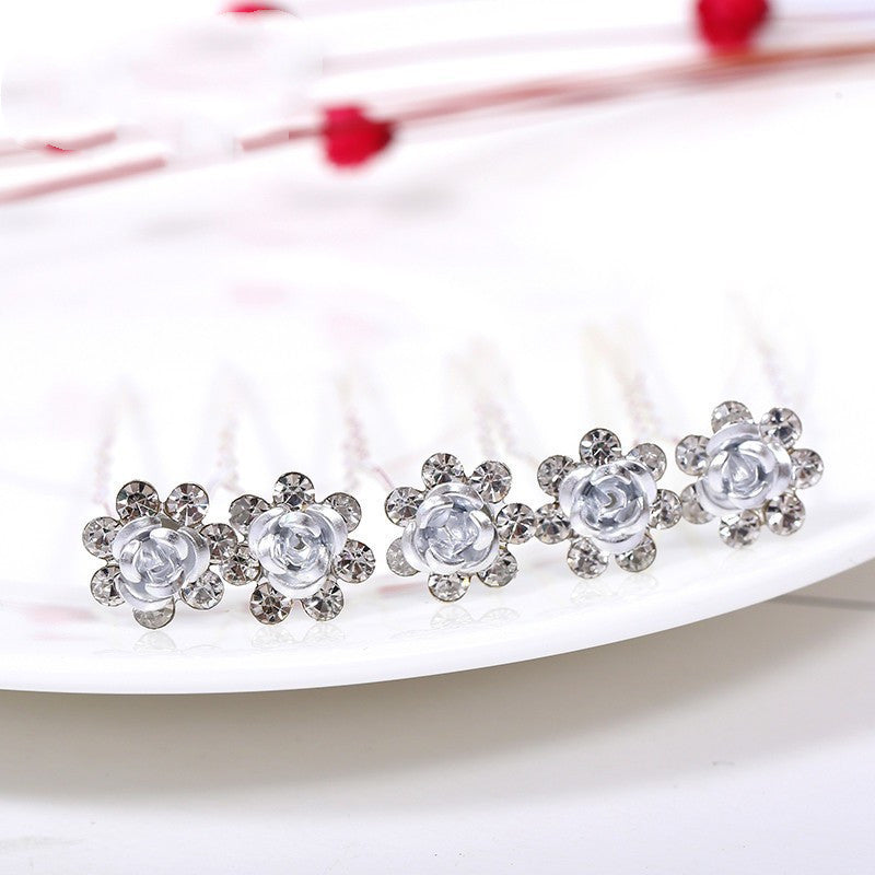 Alloy Rhinestone Tuck Comb Rose Diamond Hair Comb Stylish Hair Accessories Accessories El Pazar